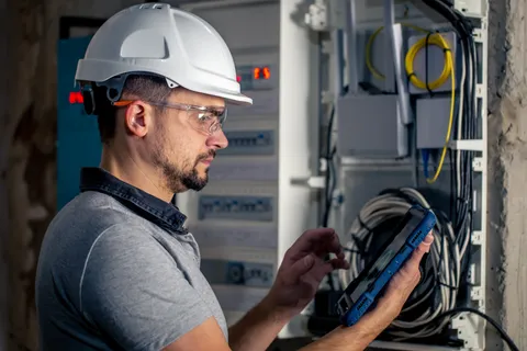 RGO Services technician inspecting an electrical panel